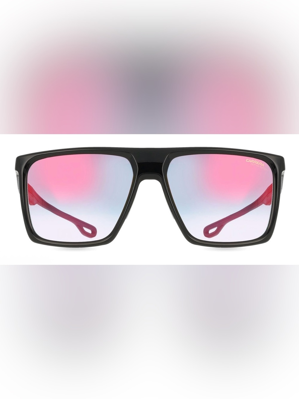 NWOT Carrera Square Black Frame Sunglasses with Pink Gradient Lenses